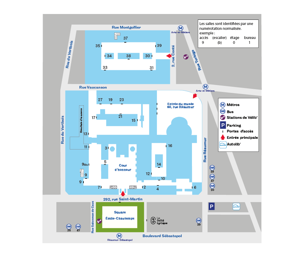 Paris 3e acces et salles de cours plan